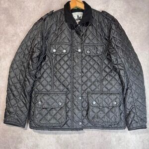 Over Under Womens Black Quilted Field Jacket Fleece Lined Made in England Large